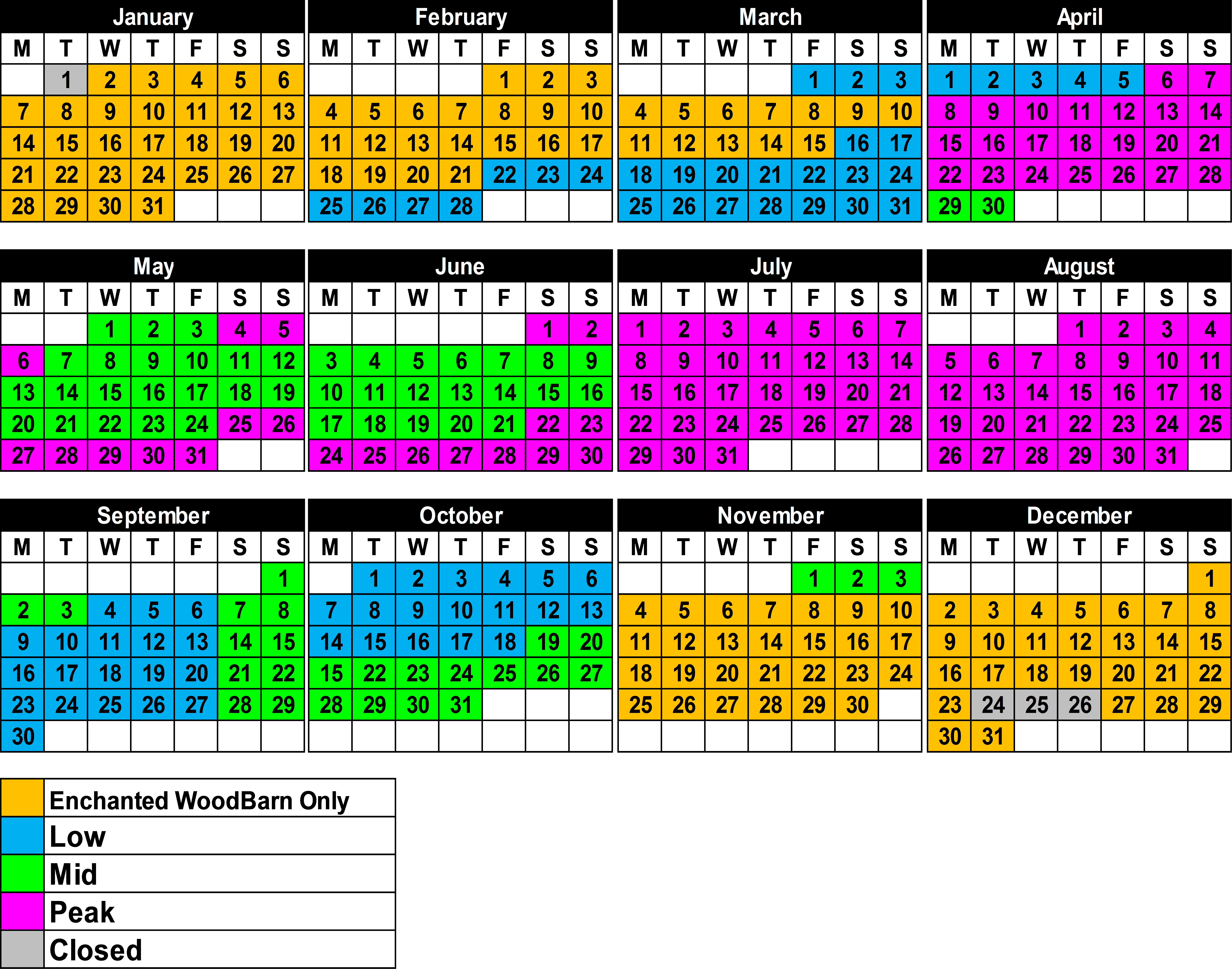 test calendar Greenwood Family Park