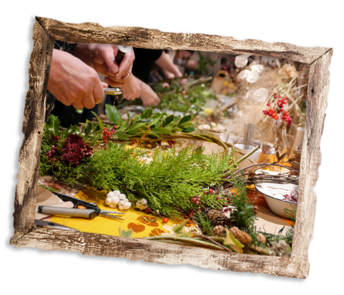 Christmas wreath making in North Wales 